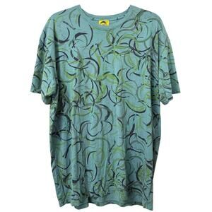 Kialoapiko 2X Organic Cotton Plus Size Green Short Sleeve Women Aloha EUC